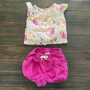 Floral watercolor linen outfit